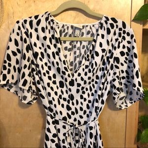 Black and White Polkadot Midi Dress